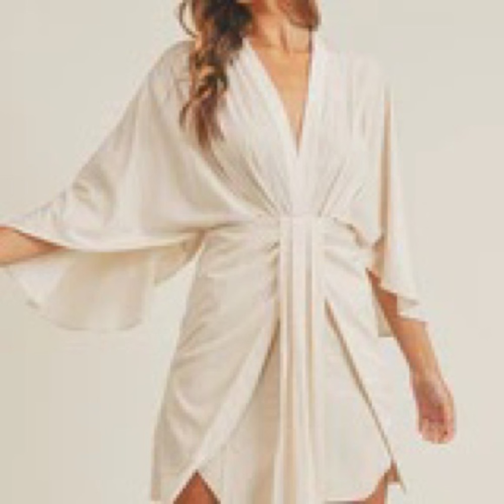 Satin Draped Mini Dress - Cream 
Cream / MEDIUM new without tags